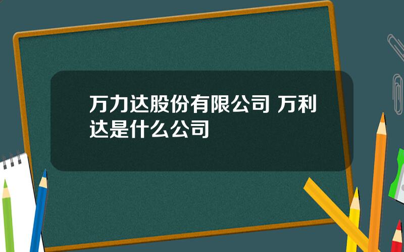 万力达股份有限公司 万利达是什么公司